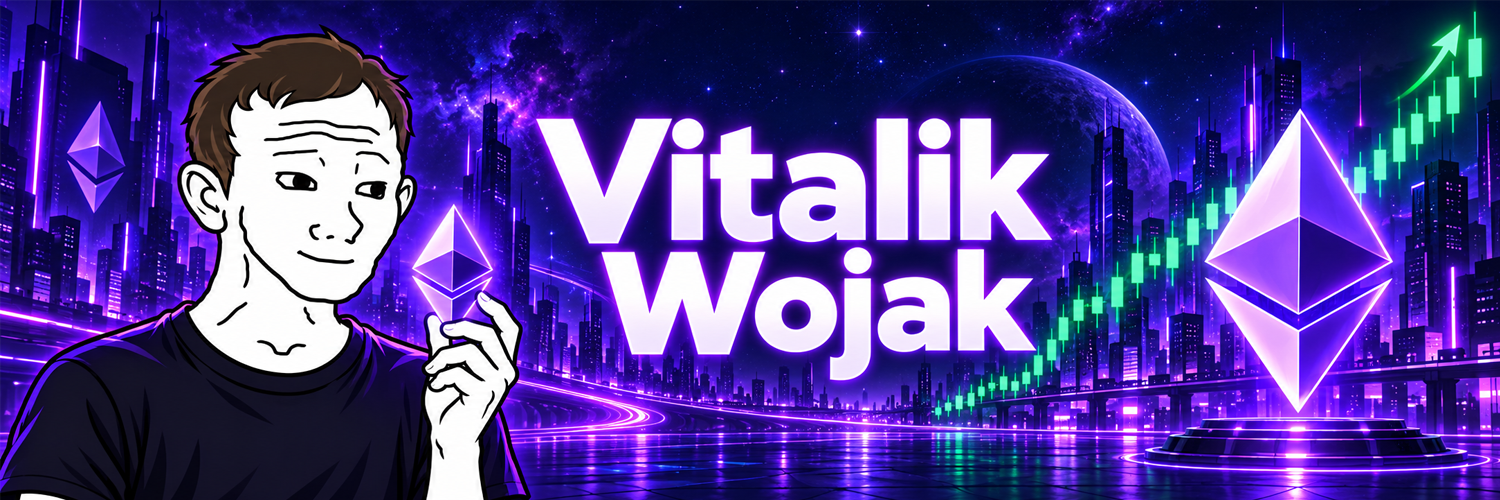 Vitalik Wojak in a neon Ethereum city with cosmic charts